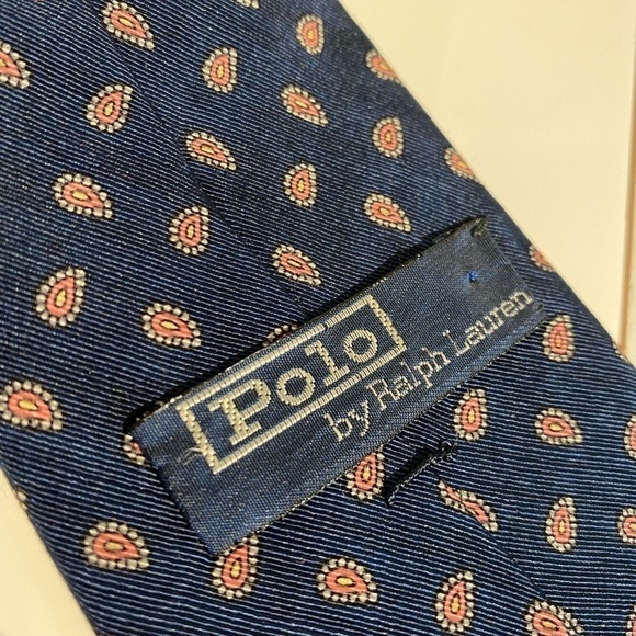 Polo By Ralph Lauren Neck Tie Blue with Small Paisley Print Classic - Picture 2 of 4